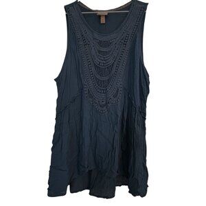 Knox Rose dark blue embellished tank XL